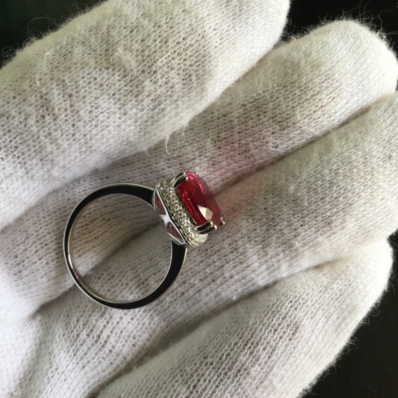 14K White Gold/Over 925 Sterling Silver Gems Ruby - Picture 15 of 16